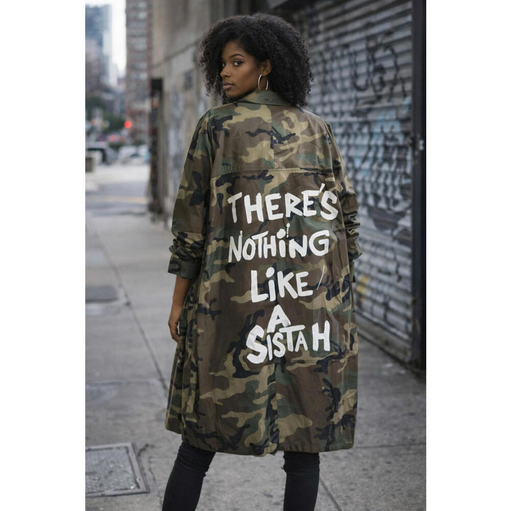 Custom Hand Painted Camo Jacket There’s Nothing Like A Star Graphic Duster Stree